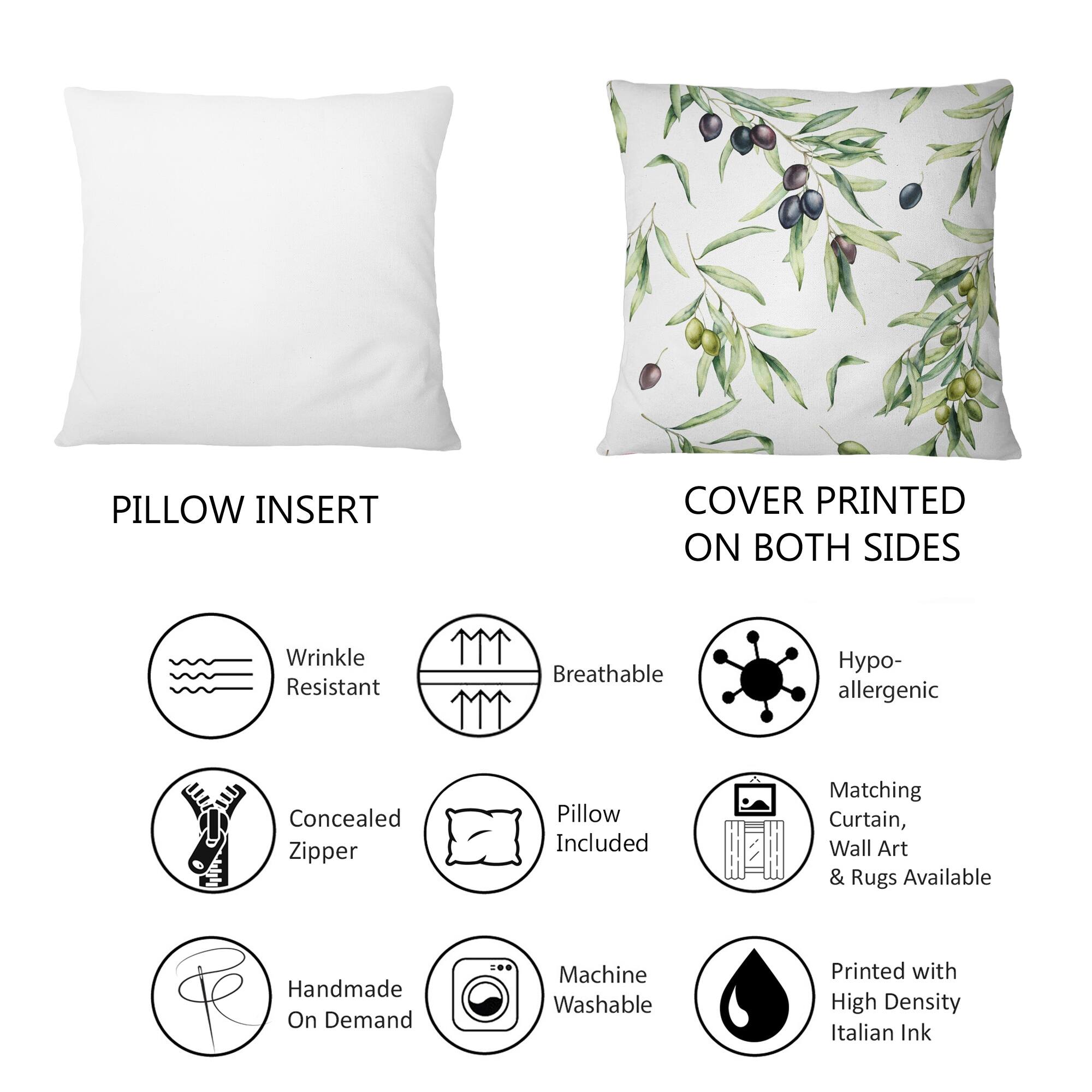 Designart 'Green & Black Olives With Olive Branches & Leaves' Lake