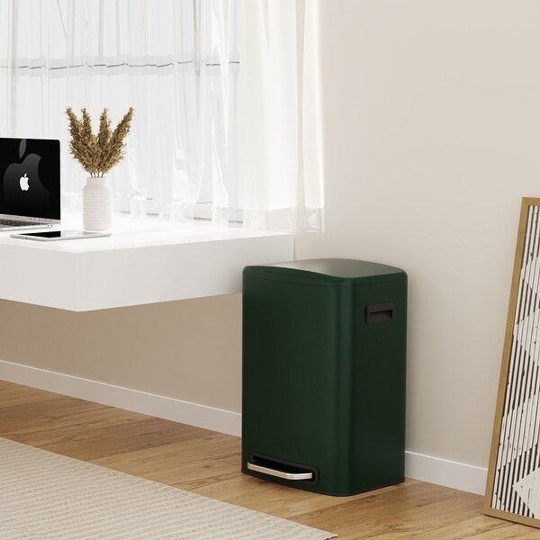 Green 13 Gallon 50L Step-on Kitchen Trash Can with Soft Close for