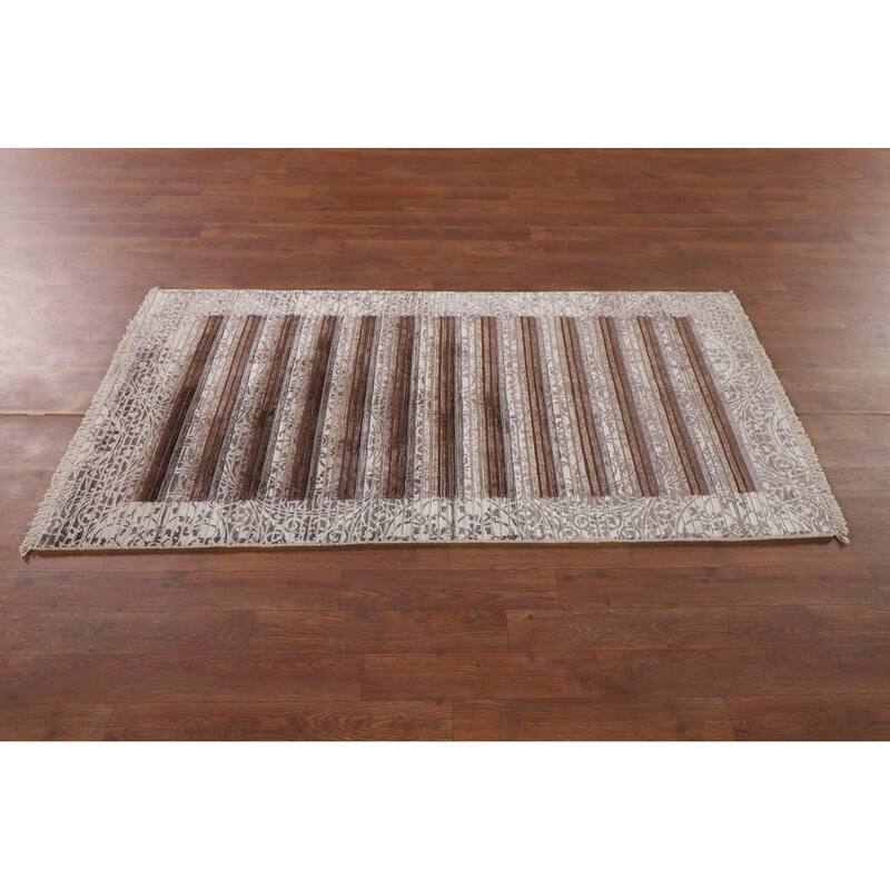 Modern Accent Rug Handmade Indian Abstract Wool Carpet - 2'9"x 5'2"