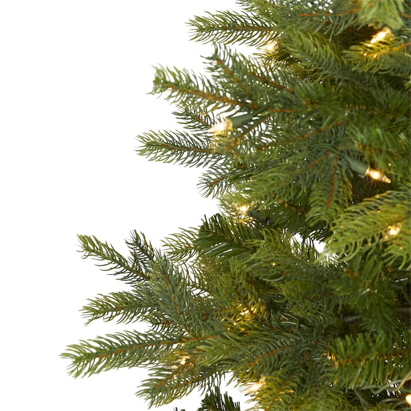 4ft. Spruce Artificial Christmas Tree with 100 Clear Lights and 207 Branches - Small Holiday X-Mas Accent Tree