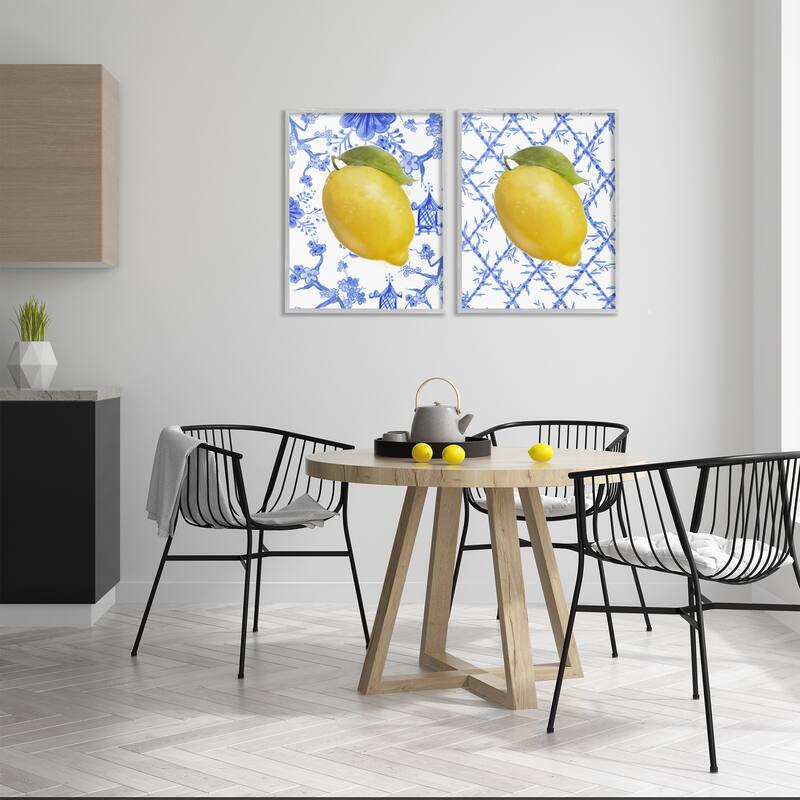 Stupell Classic Chinoiserie Lemons Framed Giclee Art Design By Matthew Piotrowicz (Set of 2)