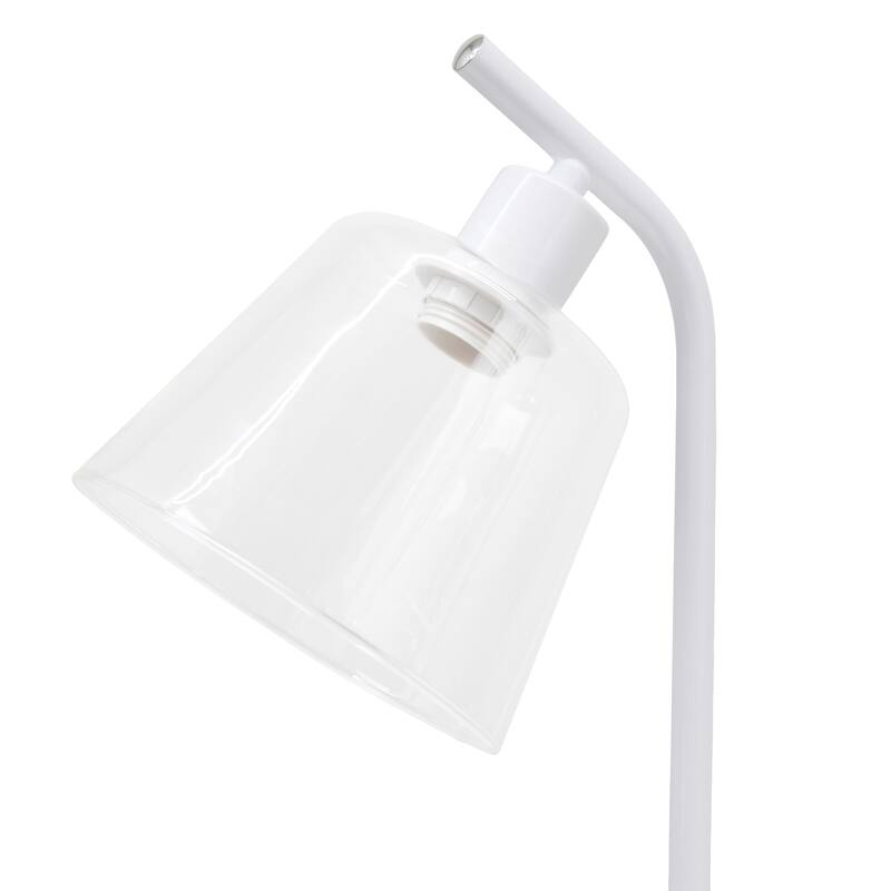 Modern Industrial Desk Lamp with Clear Glass Shade and Dual USB Charging Ports Multiple Colors - 8" (L) x 5.5" (W) x 15.75" (H)