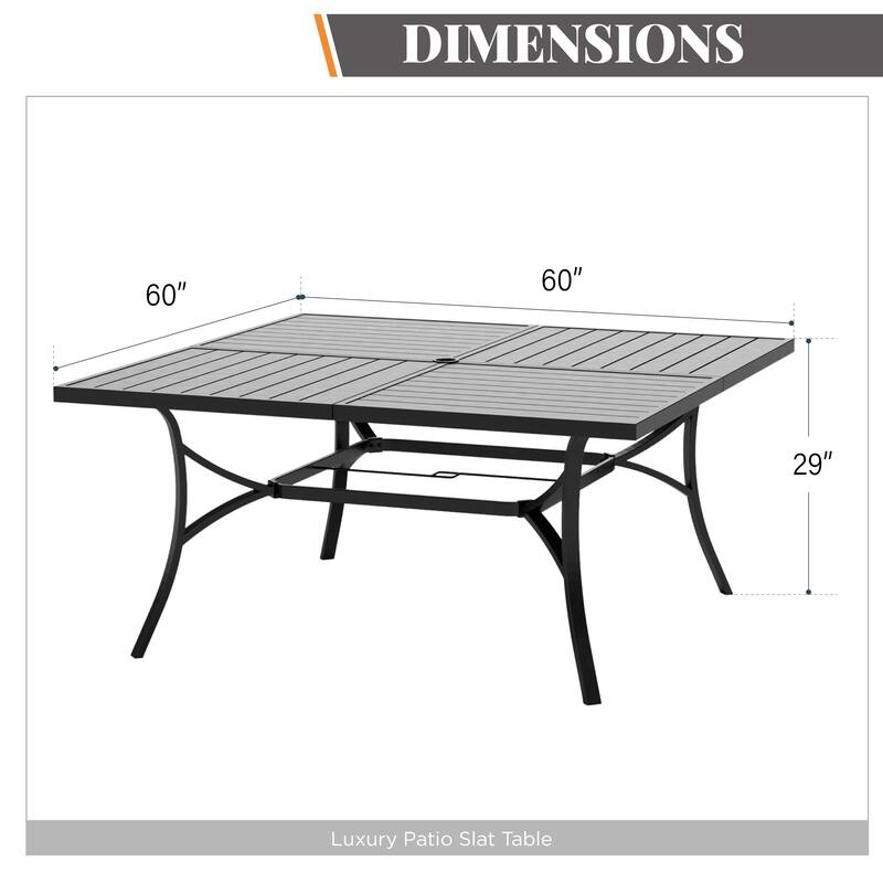 MAISON ARTS 9-Piece Patio Dining Set, 60 Inch Square Metal Table and 8 Swivel Dining Chairs