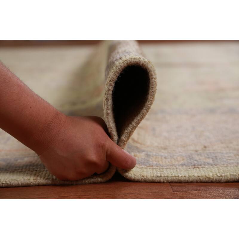 Hand Knotted Oriental 100% Wool Carpet Transitional All-Over Green Oushak Area Rug - 11' 11'' X 8' 10''