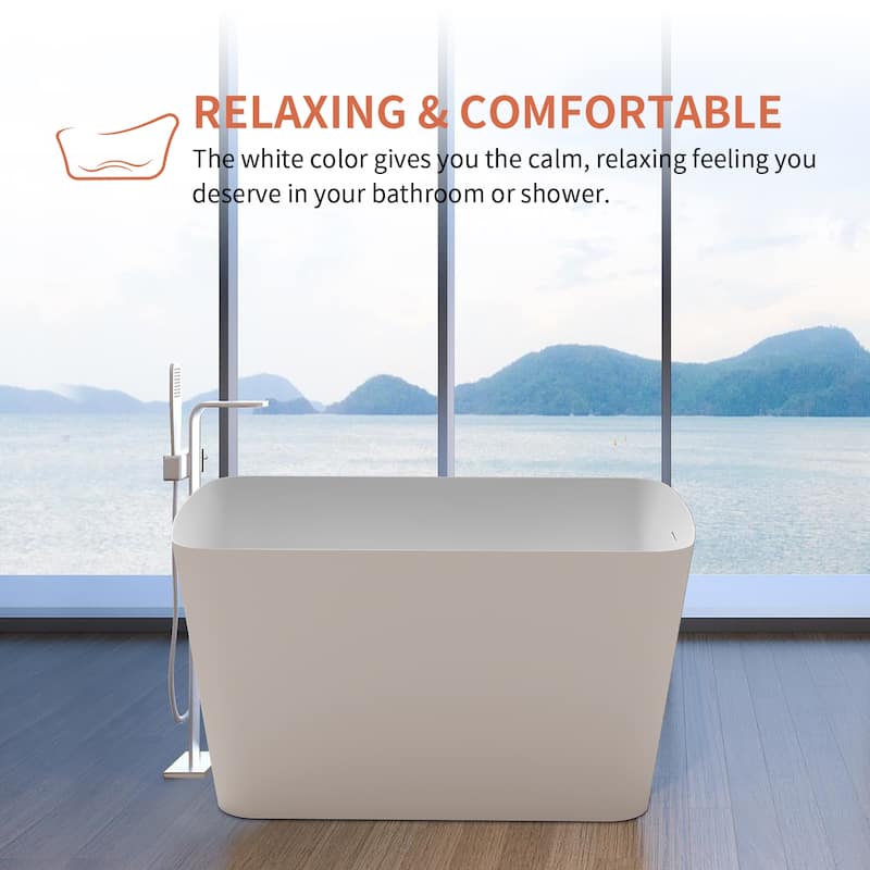 47" L x 27" W Freestanding Acrylic Small Japanese Soaking Bathtub with Built-in Seat