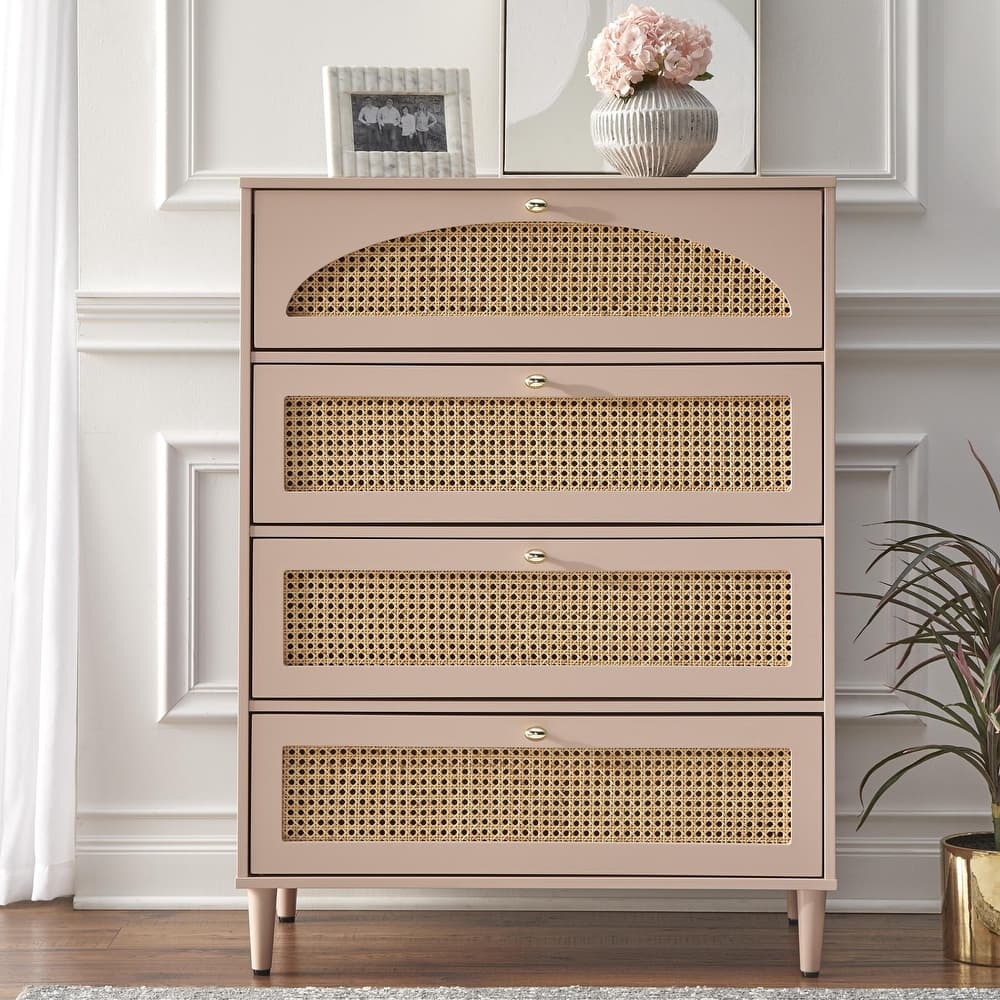 Lifestorey Taylor 4-Drawer Chest with Natural Cane