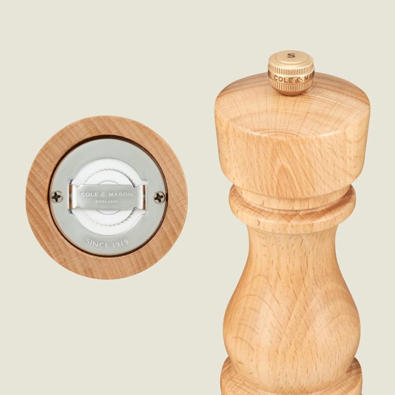 Cole & Mason London Salt & Pepper Mill Gift Set 8½" - Natural Beech, Adjustable Grind, Durable Mechanisms