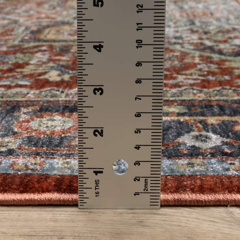 Esme Traditional Medallion Red/ Blue Area Rug