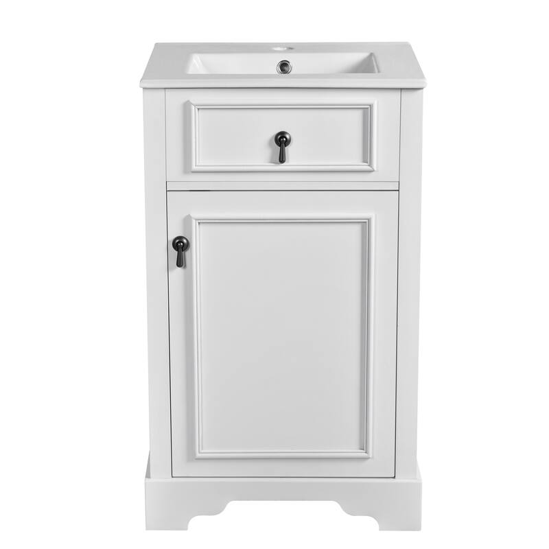 Small Space 20" Freestanding Bathroom Vanity with Ceramic Sink & Soft-Close Hinges