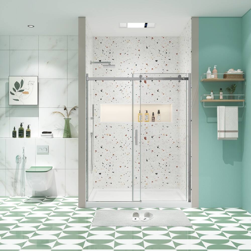 Frameless Single Sliding Shower Door with 304 Stainless Steel Hardware