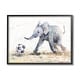 preview thumbnail 1 of 13, Stupell Elephant Baby Playing Soccer Adorable Jungle Animal Framed Wall Art 11 x 14 - Black