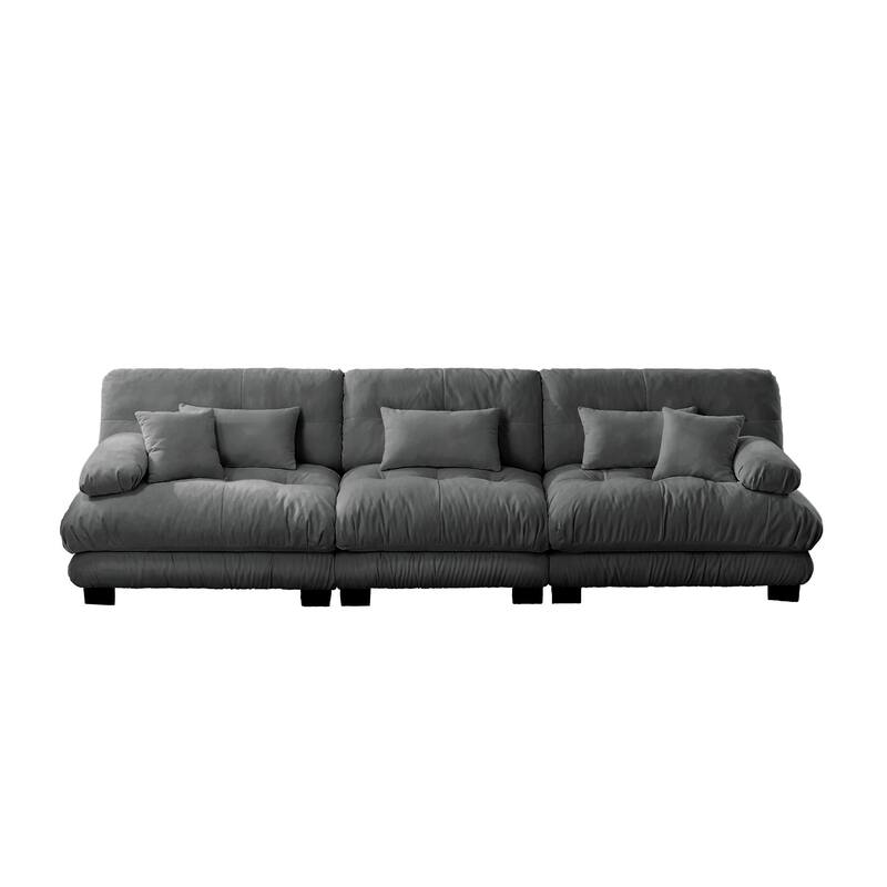 Roomfitters 3-Seater Modular Chenille Sofa, Deep Seat Cloud Couch with Round Bolster Armrests