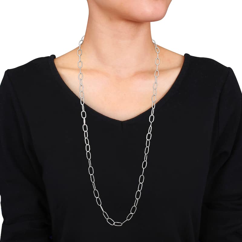 Miadora Sterling Silver Twisted Rolo Necklace