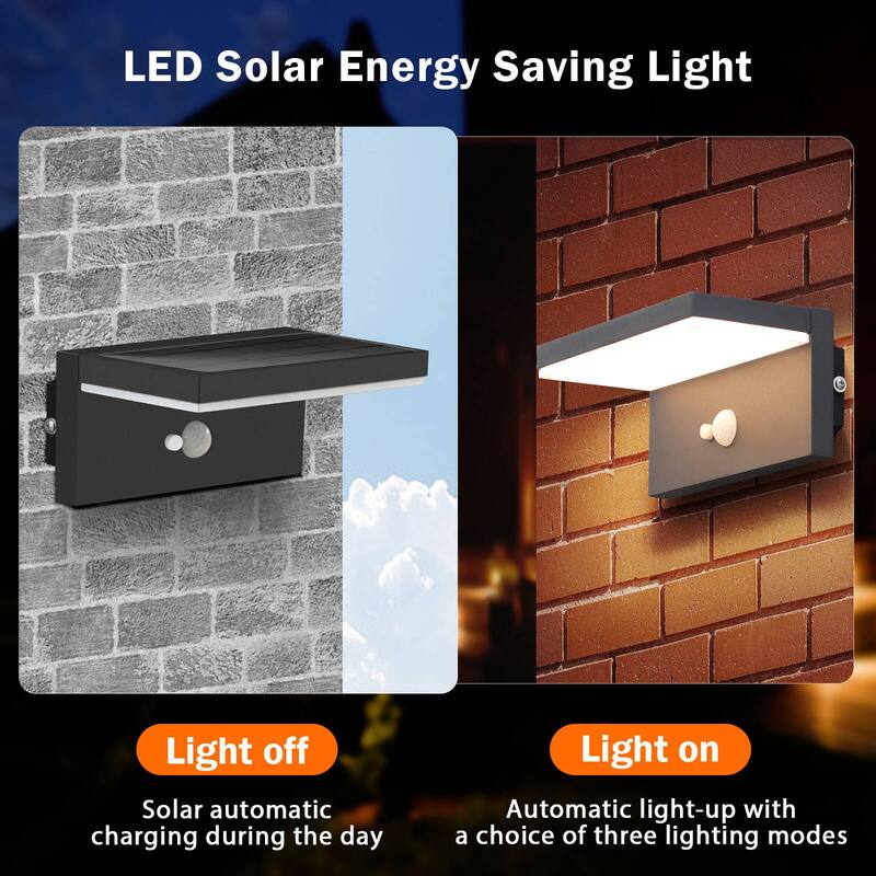 2-Pack Solar Outdoor Wall Light Dusk to Dawn LED Lantern IP54 17329 - 17329-2B