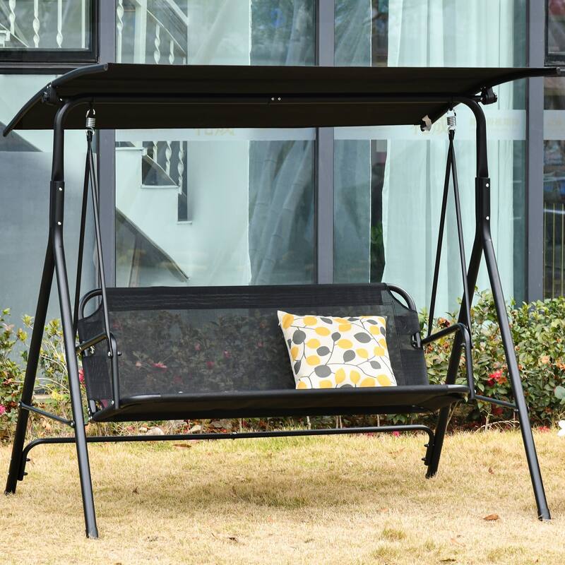 Patio Swing Chair with Canopy - Black
