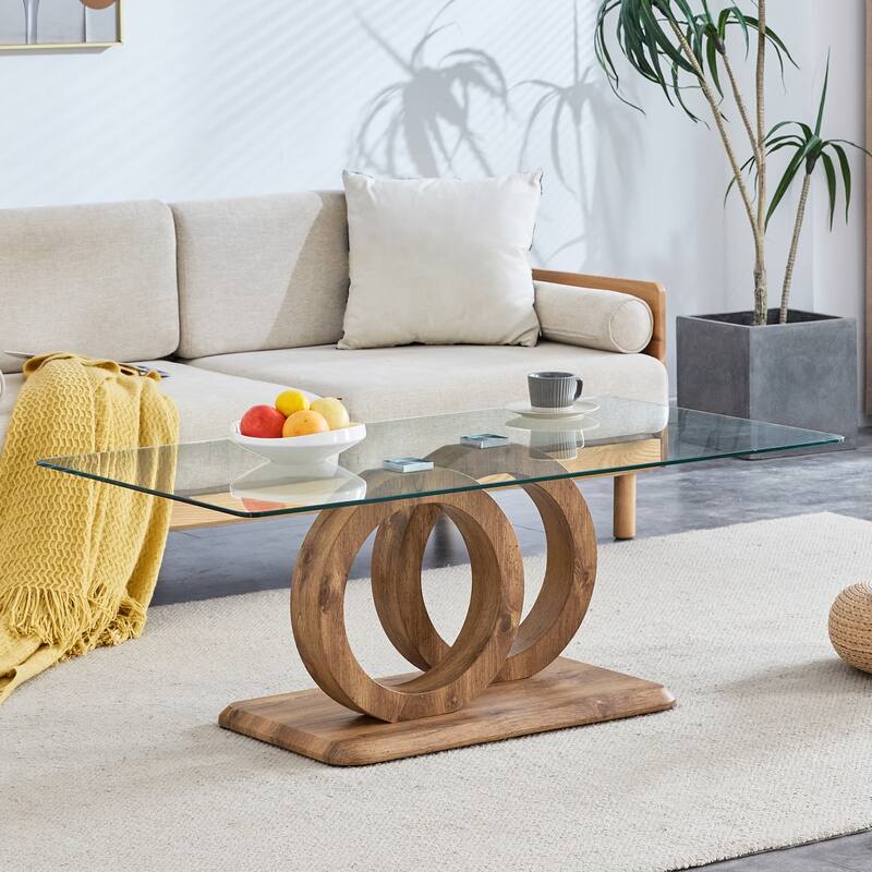 Stylish MDF Coffee Table with Glass Top for Versatile Living Spaces