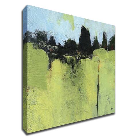 Green Fold by Paul Bailey With Hand Painted Brushstrokes, Print on Canvas