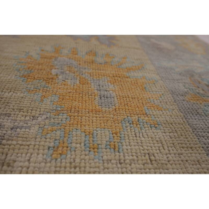 Oushak Vegetable Dye Runner Rug Hand-Knotted Wool Carpet - 3'1"x 11'6"