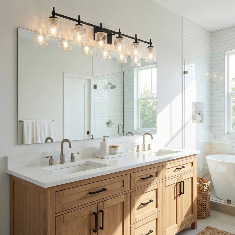 Acroma Dimmable Bathroom Vanity Light with Water Ripple Clear Shade