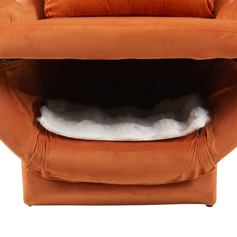 Furniture Style 2 in 1 Pet Friendly Modern Velvet Lounge Chair, Upholstered Back Accent Chair