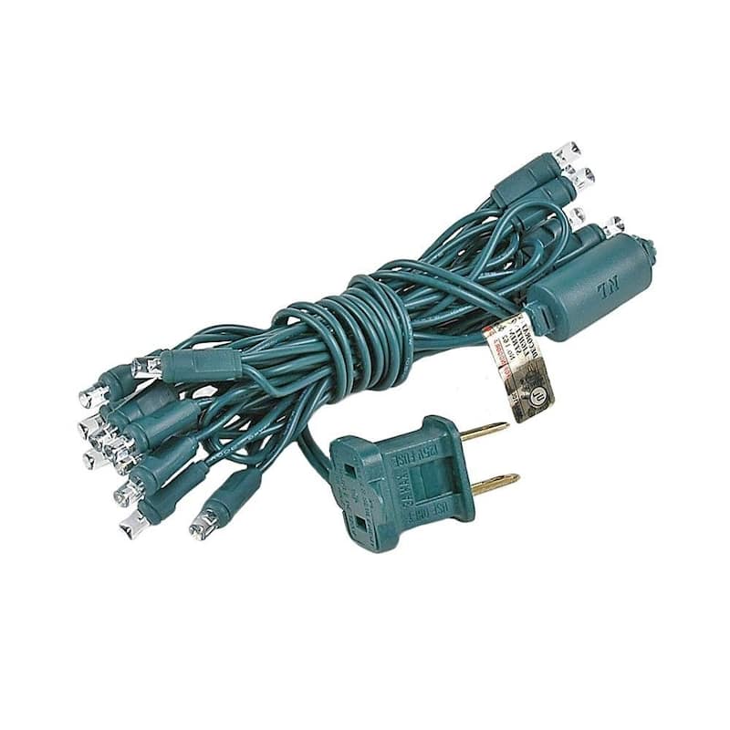20 Light LED Christmas Mini Light, Non-Connectable, Green Wire, 8.5’