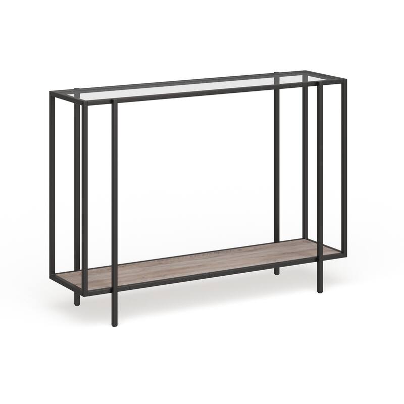 Vireo 42" Accent Table -  Blackened Bronze with Gray Oak