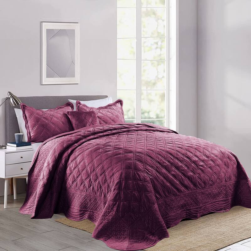 Serenta Supersoft Microplush Quilted 4 Pieces Bedspread Coverlet Set