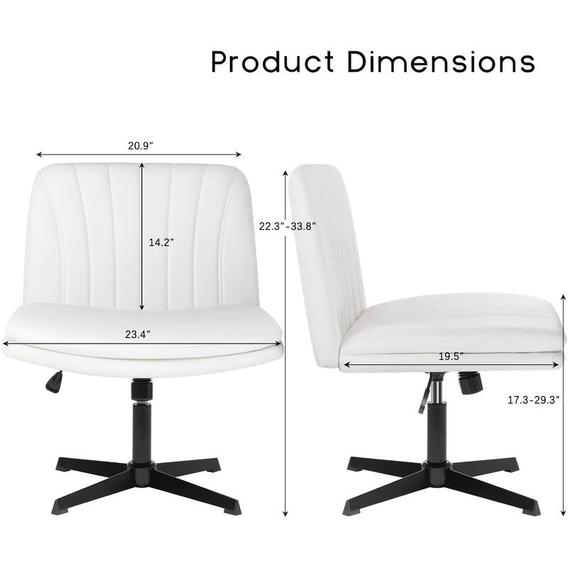 BOSSIN Criss Cross Chair Armless Office Desk Chair No Wheels,PU Leather Padded Modern Swivel Vanity Chair office chair