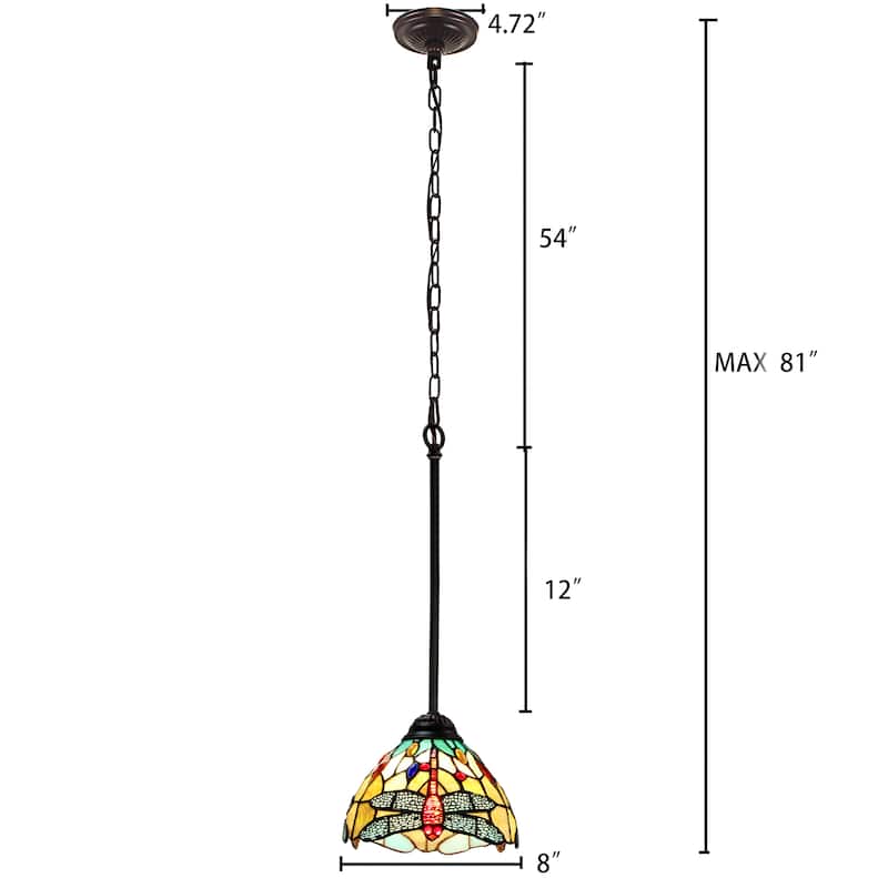Tiffany-Style Dragonfly Design 1-light Dark Bronze Hanging Pendant