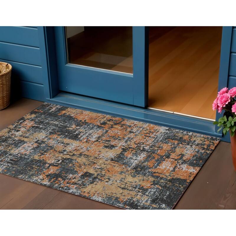 HomeRoots Abstract Transitional Rectangle Outdoor Rug - 3' x 5'