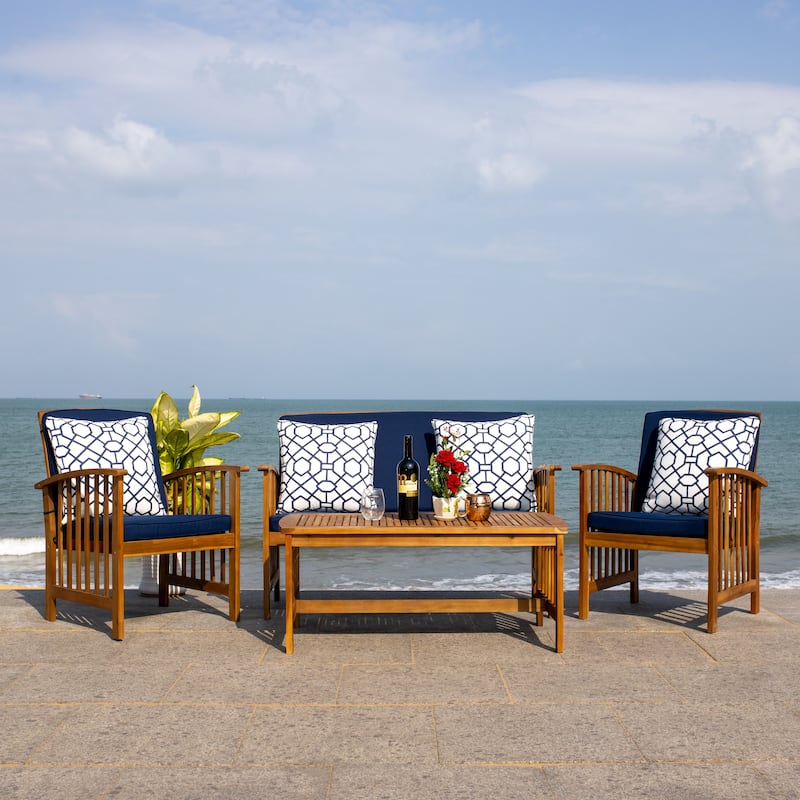 SAFAVIEH Outdoor Rocklin 4-piece Conversation Patio Set