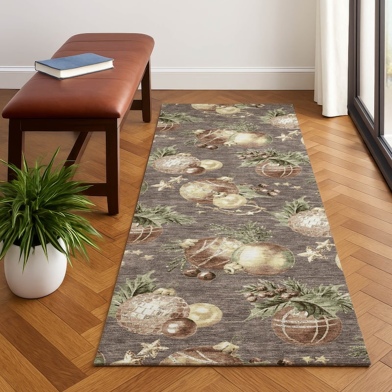 Premium Washable Super Soft Holiday Ornament Mayfield Rug - Taupe - 2'3" x 7'6"
