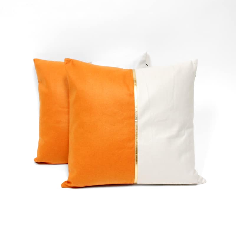 Glow's Avenue Square Two-Tone Faux Leather Throw Pillow Cover Set of 2