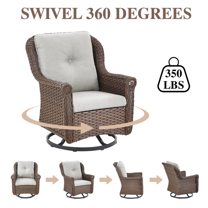 Outdoor Wicker Patio Swivel Chairs Set