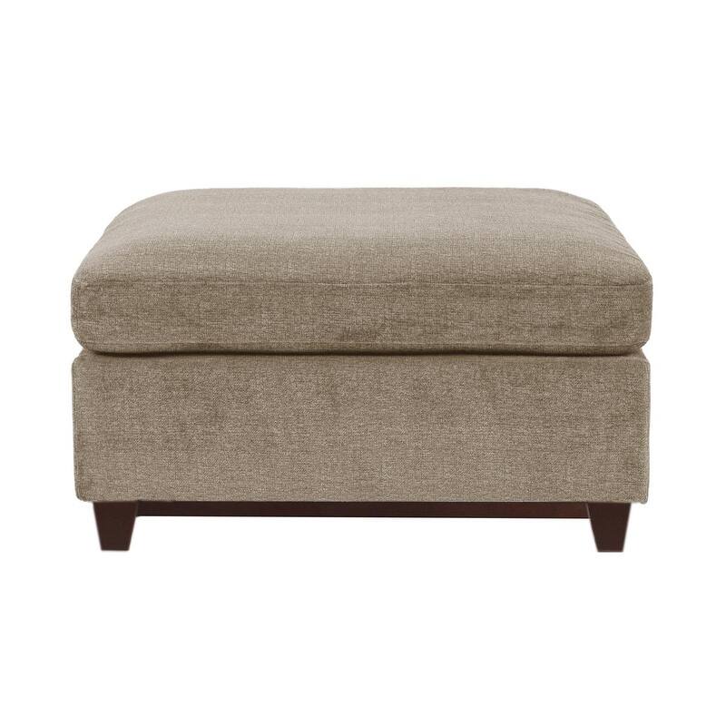 Modular Living Room Furniture Ottoman Camel Chenille Fabric 1pc Cushion Ottoman Couch Exposed Wooden base