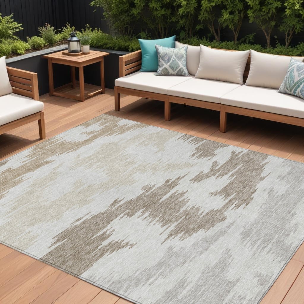 HomeRoots Abstract Transitional Rectangle Outdoor Rug