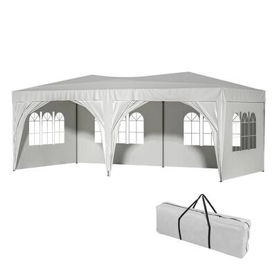 Portable Pop Up Party Canopy Tent w/6 Removable Sidewalls & Carry Bag