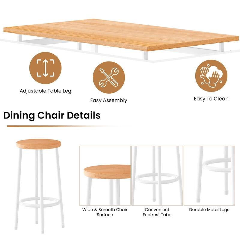 Eureka Industrial Modern Counter Height Pub 5-piece Dining Set, Wood Rustic Kitchen Dining Bar Set For Dining Room, Apartment