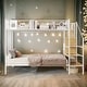 preview thumbnail 9 of 14, Twin Over Full Metal Bunk Bed with Lateral Storage Ladder and Built-in Wardrobe White