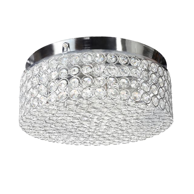 CO-Z Modern 2-Light Round Crystal Flush Mount Ceiling Light - Chrome