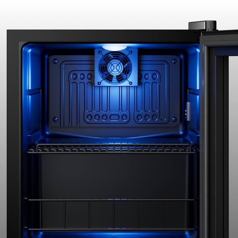 Yeego 1.62 Cu.Ft Beverage Cooler with Glass Door, LED Light, Adjustable Shelves, Energy-Efficient Mini Fridge