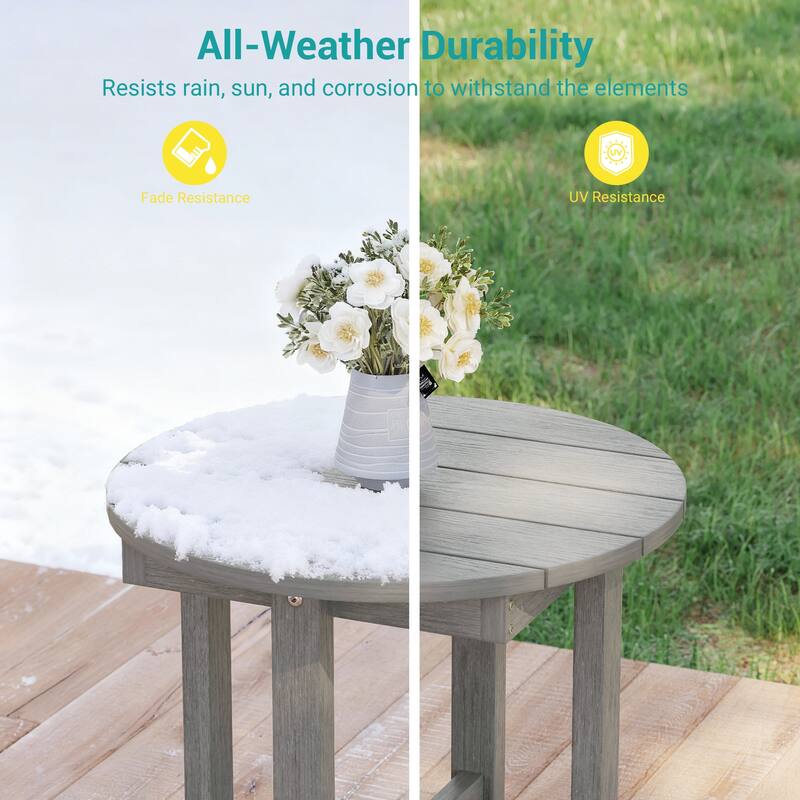 HDPE All-weather Outdoor Side Table, Easy Install Patio Table
