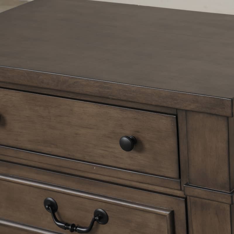 Furniture of America Quinlan Dark Walnut Wood 3-Drawer Nightstand