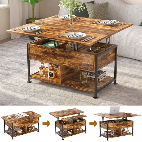 Lift Top Coffee Table ,3 in 1 Multi-Function Coffee Table with Hidden ...