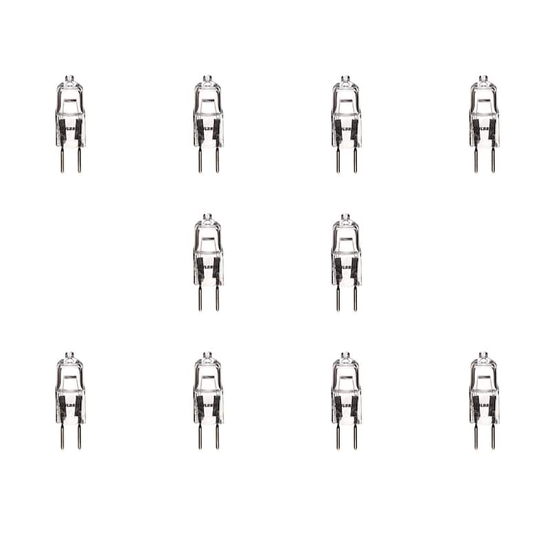 Bulbrite Halogen Pack of (10) Dimmable 24-Volt T3 Mini Bulbs with GY6.35 (Bi-Pin) Base, 50 Watts, 2900K (Soft White Light)