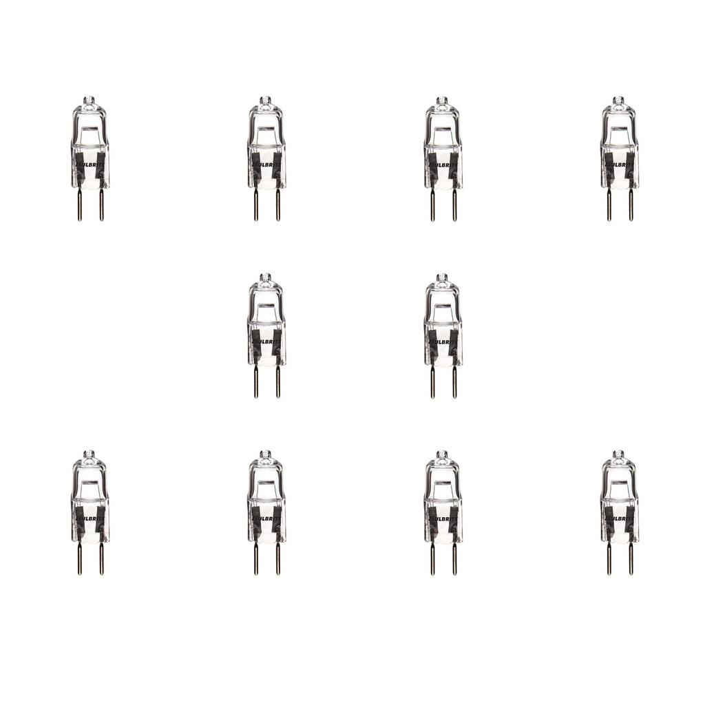 Bulbrite Halogen Pack of (10) Dimmable 24-Volt T3 Mini Bulbs with GY6.35 (Bi-Pin) Base, 50 Watts, 2900K (Soft White Light)