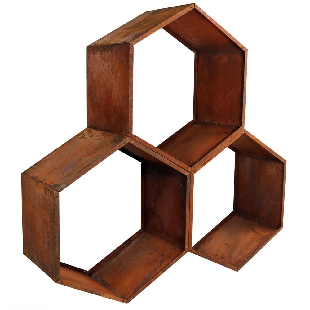 Sunnydaze Hexagon Rustic Honeycomb Log Rack - 30-Inch - 3-Pack
