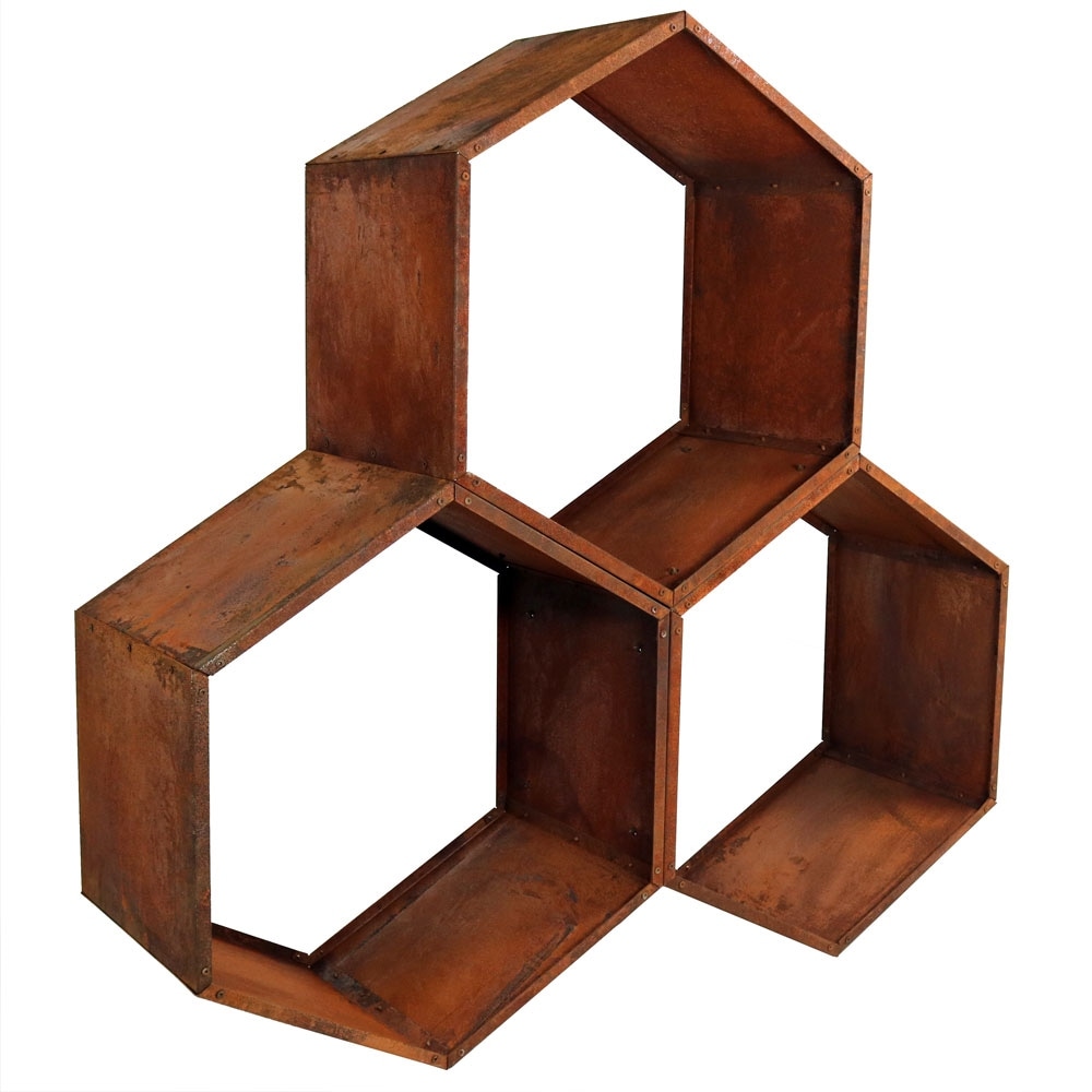 Sunnydaze Hexagon Rustic Honeycomb Log Rack - 30-Inch - 3-Pack