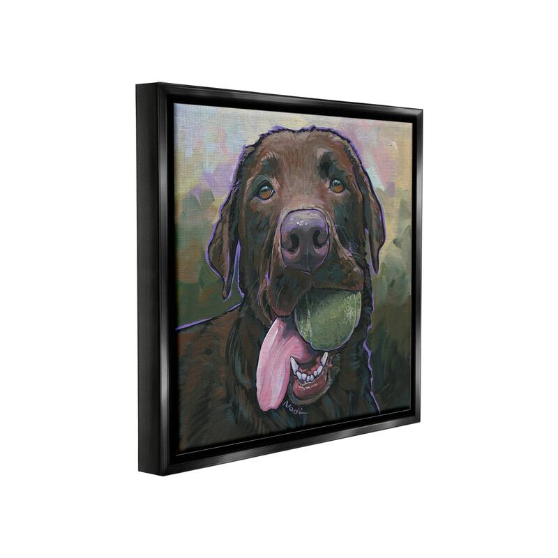 Stupell Dog Playing Ball Portrait Framed Floater Canvas Wall Art Design By Nadi Spencer