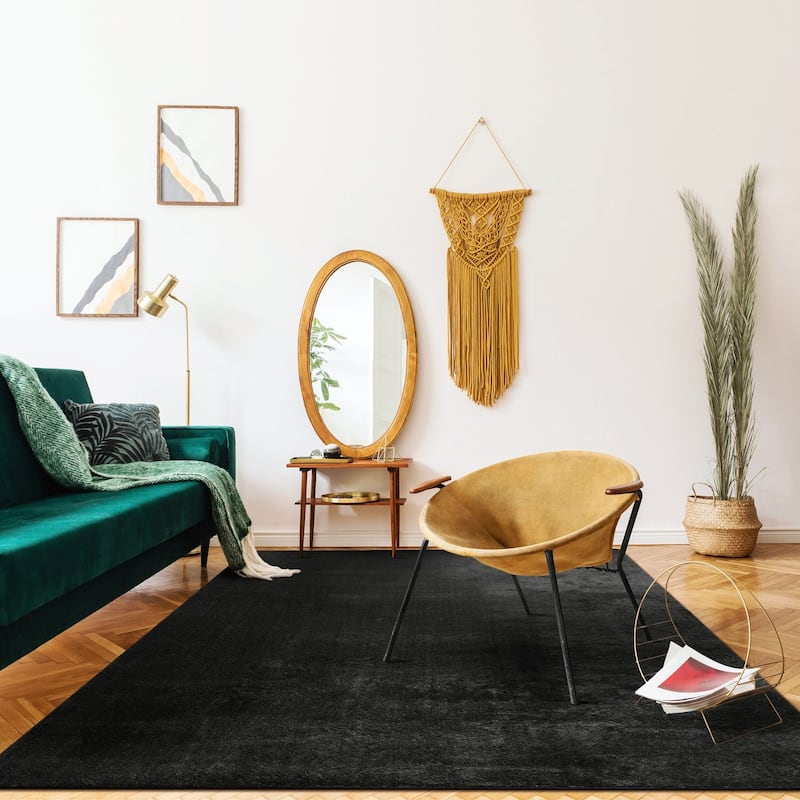 Soft Washable Area Rug with Anti-Slip Backing in solid Colors